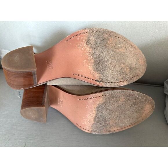 Frye Courtney Ash Tan Suede Heels Open Toe Sandals Women Sz 10 - Picture 8 of 8